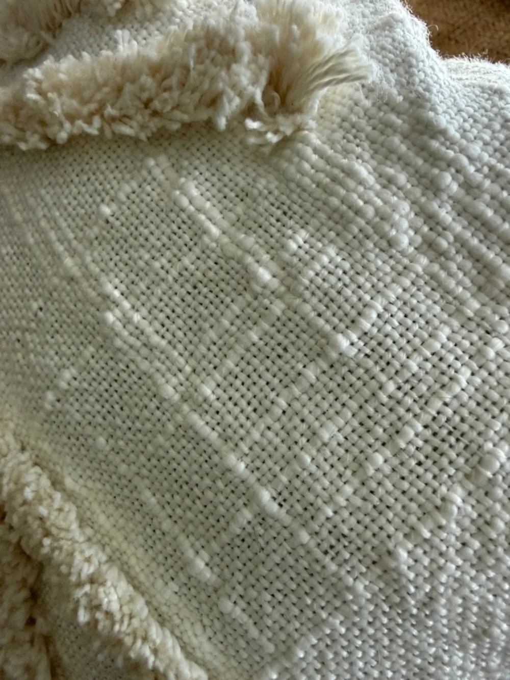 Opalhouse Jungalow Cream Tufted Diamond Throw Pillow Pom Poms Boho 18” New